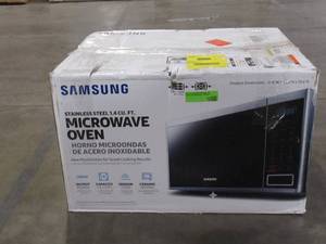 lot 249 image: Samsung Countertop Microwave with Sensor Cook Technology in Stainless Steel Model # MS14K6000AS
