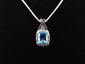 .925 Sterling Silver Faceted Topaz Crystal Pendant Necklace