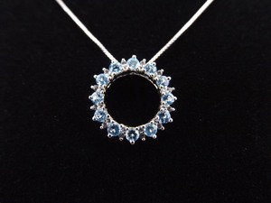 .925 Sterling Silver Topaz Crystal Hoop Pendant Necklace