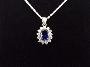 .925 Sterling Silver Sapphire Crystal Pendant Necklace
