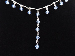 .925 Sterling Silver Topaz Crystal Dangle Bead Pendant Necklace