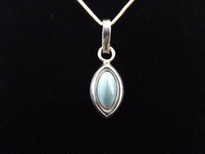 .925 Sterling Silver Blue Chrysoberyl Marquis Pendant Necklace