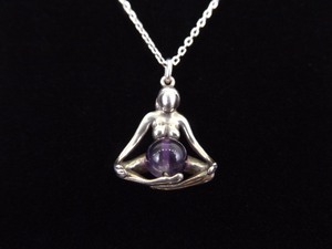 .925 Sterling Silver Amethyst Woman Pendant Necklace