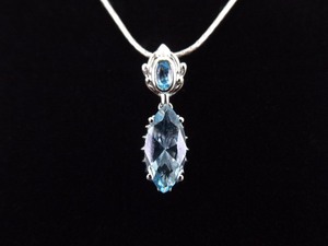 .925 Sterling Silver Faceted Topaz Dangle Pendant Necklace
