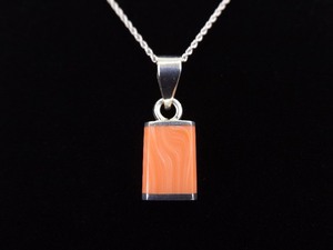 .925 Sterling Silver Pink Coral Pendant Necklace