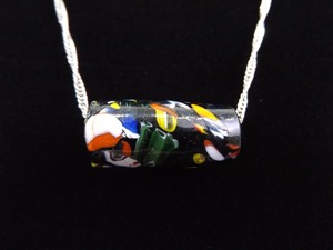 .925 Sterling Silver Large Murano Bead Pendant Necklace