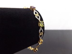 .925 Sterling Silver Oval Cut Multi Stone Vermeil Bracelet