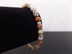.925 Sterling Silver Natural Stone Bead Earth Bracelet