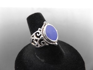 .925 Sterling Silver Inlayed Lapis Lazuli Ring Size 7.5