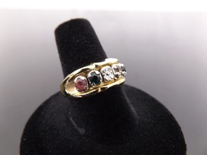 .925 Sterling Silver Multi Stone Vermeil Ring Size 7.75