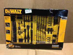 lot 52 image: Black Chrome Mechanics Tool Set (184-Piece) by DEWALT Customer Returns See Pictures