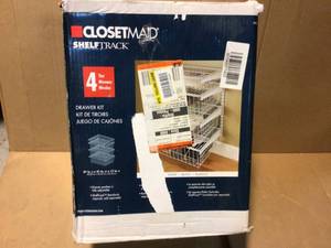 lot 59 image: 27 in. H x 21 in. W White Steel 4-Drawer Wide Mesh Wire Basket by ClosetMaid  Customer Returns See Pictures