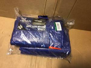 lot 61 image: 12 ft. x 16 ft. Blue General Purpose Tarp (2-Pack) by Everbilt Customer Returns See Pictures