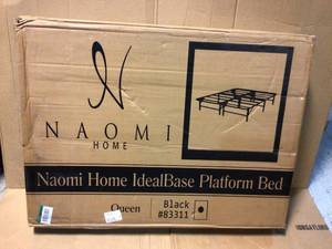 lot 66 image: idealbase Black Queen without Headboard Metal 14 Platform Bed Frame Heavy-Duty Noise-Free by Naomi Home Customer Returns See Pictures