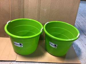 lot 71 image: 17 gal. Rope Handle Tub Storage Tote in Lime (2-Pack) by HOMZ