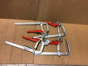 lot 73 image: Lot of 3 LC Series 12 in. Capacity Rapid-Action Lever Clamp with 5-12 in. Throat Depth by BESSEY Customer Returns See Pictures