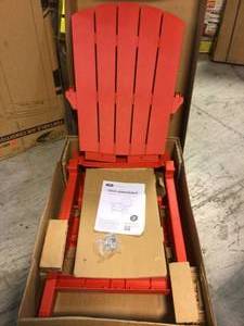 lot 85 image: Troy Red Adirondack Chair by Keter Customer Returns See Pictures