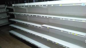 4 ft. Retail Racking, Double Sided (3). Include shelving bases, Shelving, White Metal.