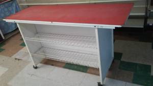 68 in. Long Roller Display. Handles Standard, 4 ft. shelves, locking Casters.