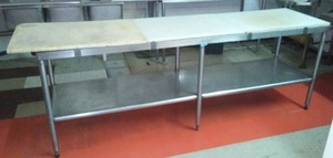 Stainless Steel Prep Table. Synthetic Cutting Board Top. Excellent. 8 ft. Table, 101 in. Top length, Versatile, 24 in. Width, 35.5 in. H.