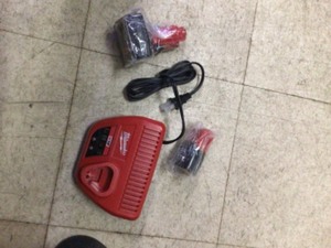 lot 13 image: Milwaukee M12 12-Volt Lithium-Ion 4.0 Ah and 2.0 Ah Battery Packs and Charger Starter Kit