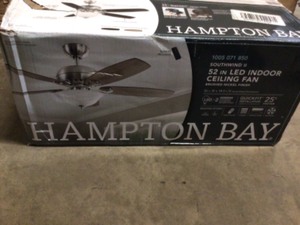 lot 42 image: Hampton Bay Southwind II 52 in. LED Indoor Brushed Nickel Ceiling Fan with Light Kit and Remote Control