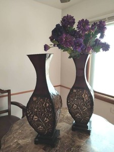 Pair of Large Metal Vases