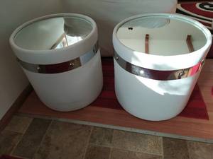 Two Round Mirrored End Tables