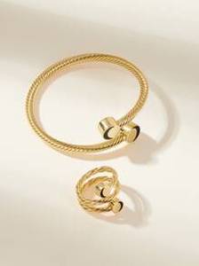 Spiral Bangle & Ring Set 2pcs