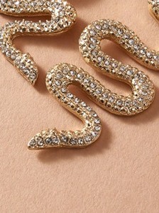 1pair Rhinestone Decor Serpentine Drop Earrings