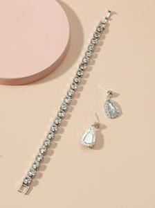 3pcs Water Drop Decor Jewelry Set