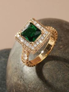 Geometric Zircon Decor Ring