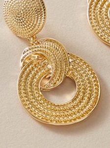 1pair Textured Round Drop Earrings
