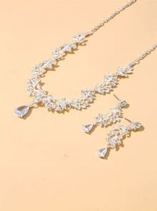 Rhinestone Decor Drop Earrings & Necklace