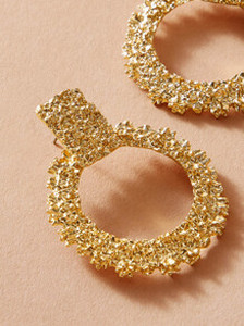 1pair Textured Hoop Drop Earrings