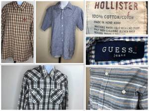 lot 67 image: Button Up Shirt Collection (M) Guess Modern Amusement Hollister