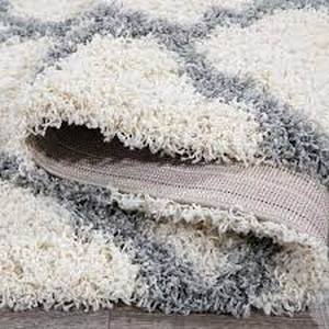 lot 1 image: Ultimate Shag Collection Contemporary Moroccan Trellis Design IvoryGrey 5 ft. 3 in. x 6 ft. 11 in. Area Rug