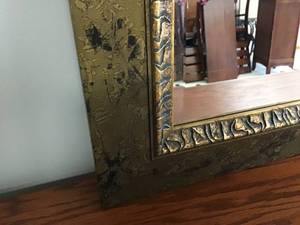 lot 513 image: Large Bronze-Tone Mirror with Gold-Tone Accents