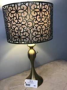 lot 526 image: Golden Bronze Scroll Metal Shade Lamp