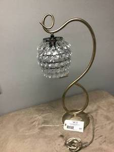 lot 527 image: Golden Bronze Ornamental Crystal Shade Lamp