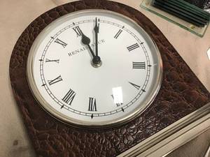 lot 573 image: Leather Clock and Vase with Mirror Coaster Set