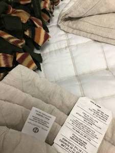 lot 541 image: Hotel Collection Fresco FullQueen Comforter, Standard Shams and Fleece Blanket