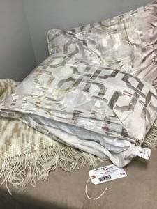 lot 533 image: Hotel Collection Fresco Standard Pillow Shams with Crochet Afghan