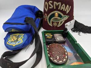Shiriners Hat, Camel Collectibles, Hand Tooled Belt Buckle and more