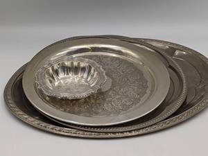 Vintage Silver-Plated Collection-Trays, Serving Dishes