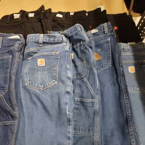 10 Pairs of Denim Jeans Size 34 - Carhartt, G&K, Red Kap, Bulwark Some Fire Retardant