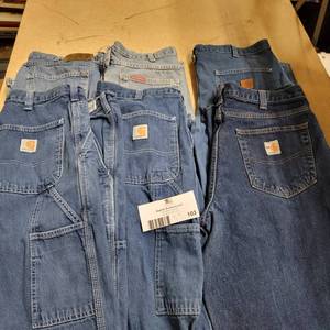 6 Pairs of Denim Jeans Size 34 - Carhartt, G&K, Some Fire Retardant
