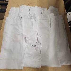 9 Pairs of Womens White Painters Pants (5) Size 4XTL (4) Size 6XTL