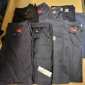 9 Pairs of Size 36 Work Pants-Carhartt, Protect, And More Some Fire Retardant