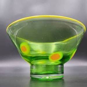 Beautiful Hand-Blown Yellow Rim Glass Olive Bowl